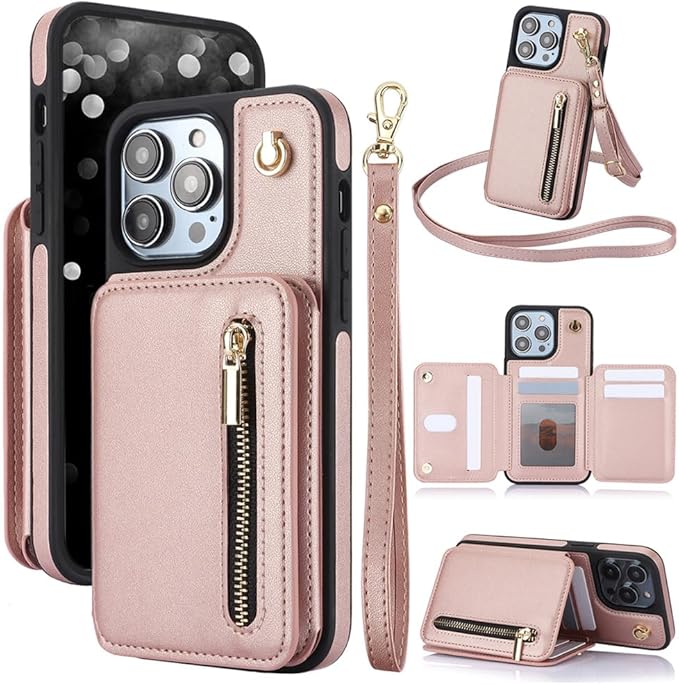 Luxury Cross Body Zipper Card Wallet Case for iPhone 16 Series