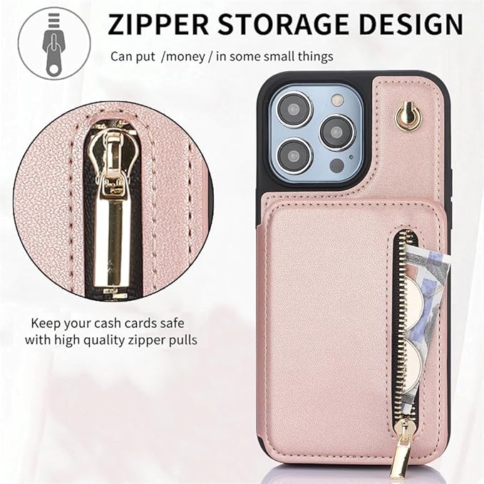 Luxury Cross Body Zipper Card Wallet Case for iPhone 16 Series