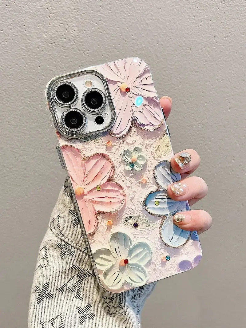 Luxury Glitter Flowers iPhone Case