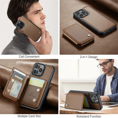 Luxury Leather Wallet Card Slot Magsafe iPhone Case