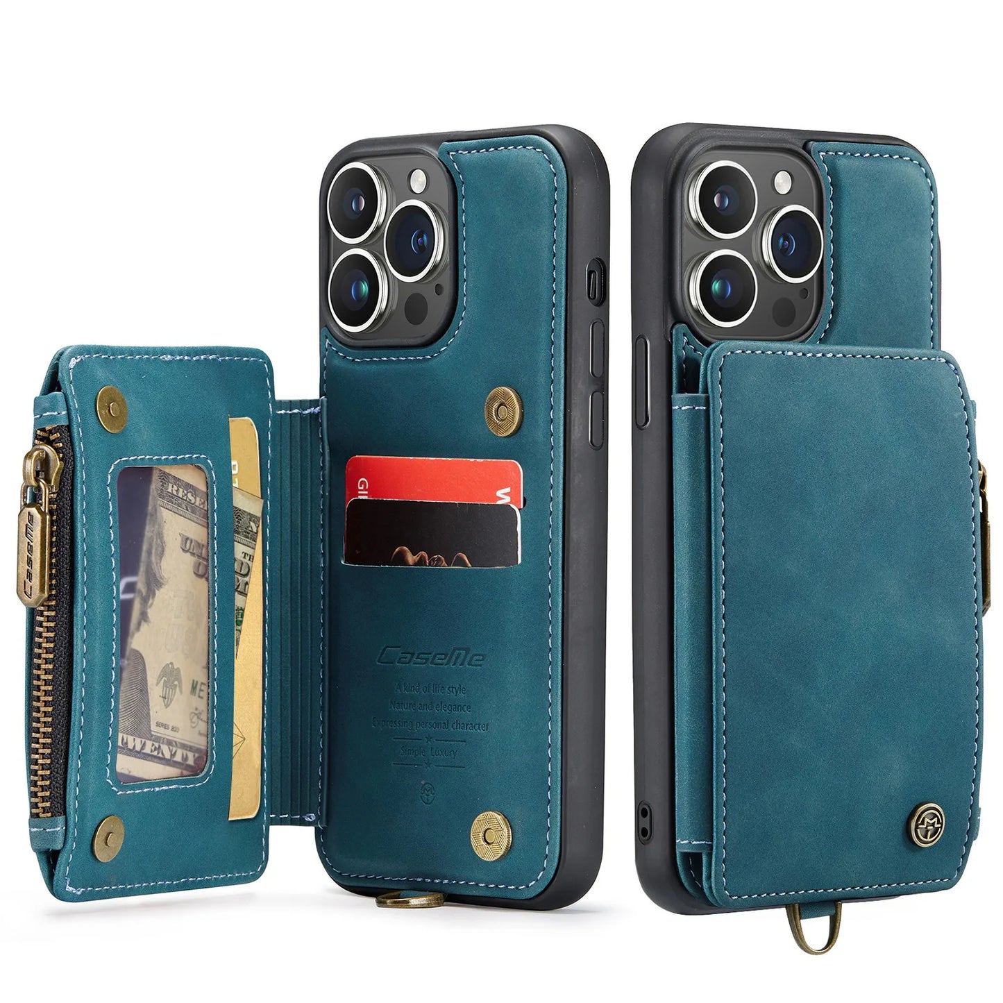 2025 Luxury iPhone Wallet Case with Card Slots & Strap