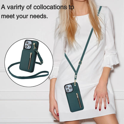 Luxury Cross Body Zipper Card Wallet Case for iPhone 16 Series