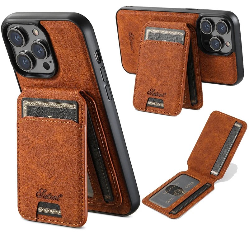 Leather Wallet iPhone Case With Magnetic Card Holder - Casify.me