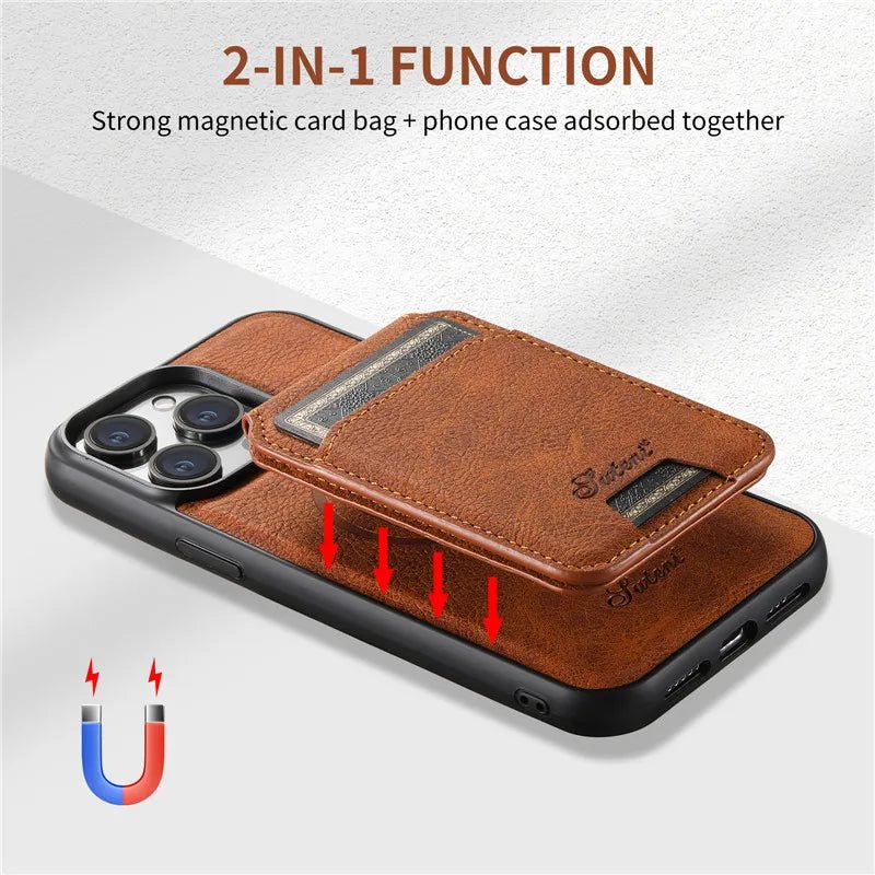 Leather Wallet iPhone Case With Magnetic Card Holder - Casify.me