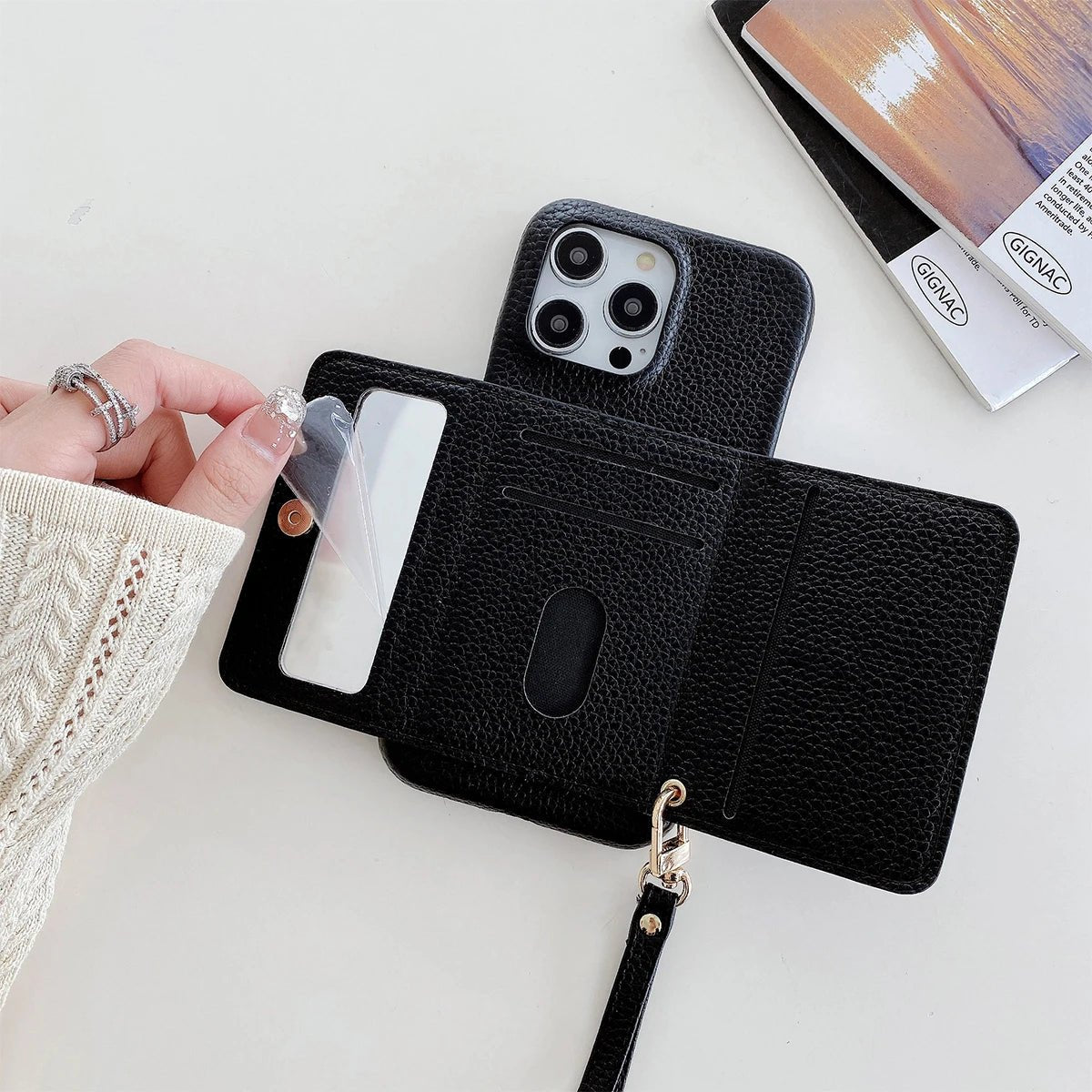 Luxury Mirror Card Wallet Leather Case for iPhones - Casify.me