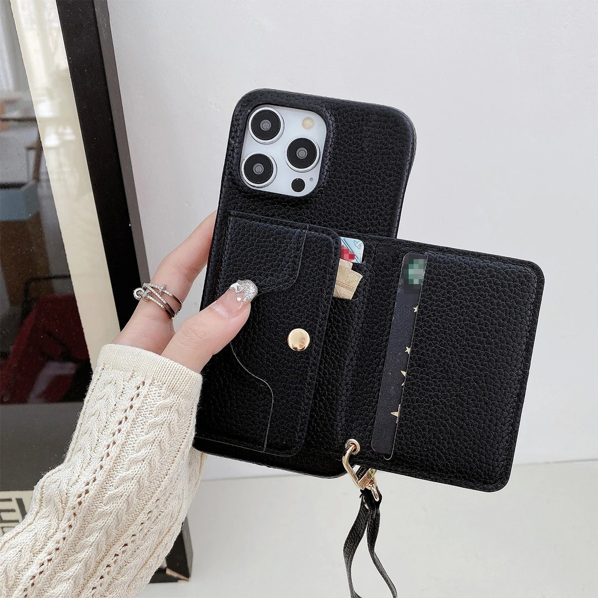 Luxury Mirror Card Wallet Leather Case for iPhones - Casify.me