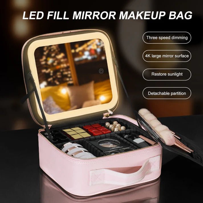 Smart Travel Cosmetic Bag with Lighted Mirror - Casify.me