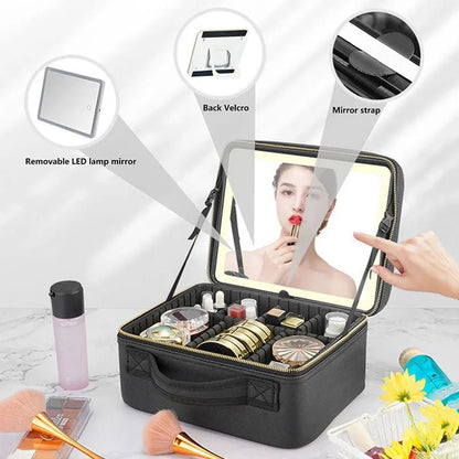 Smart Travel Cosmetic Bag with Lighted Mirror - Casify.me