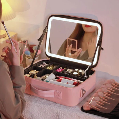 Smart Travel Cosmetic Bag with Lighted Mirror - Casify.me