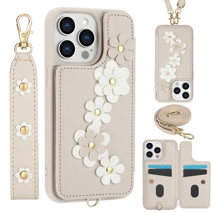 3D Flowers Crossbody iPhone Wallet Case