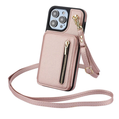 Luxury Cross Body Zipper Card Wallet Case